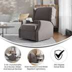 Poltrona reclinabile, a dondolo e girevole Wingback, color crema/grigio chiaro/grigio scuro, per 1 persona
