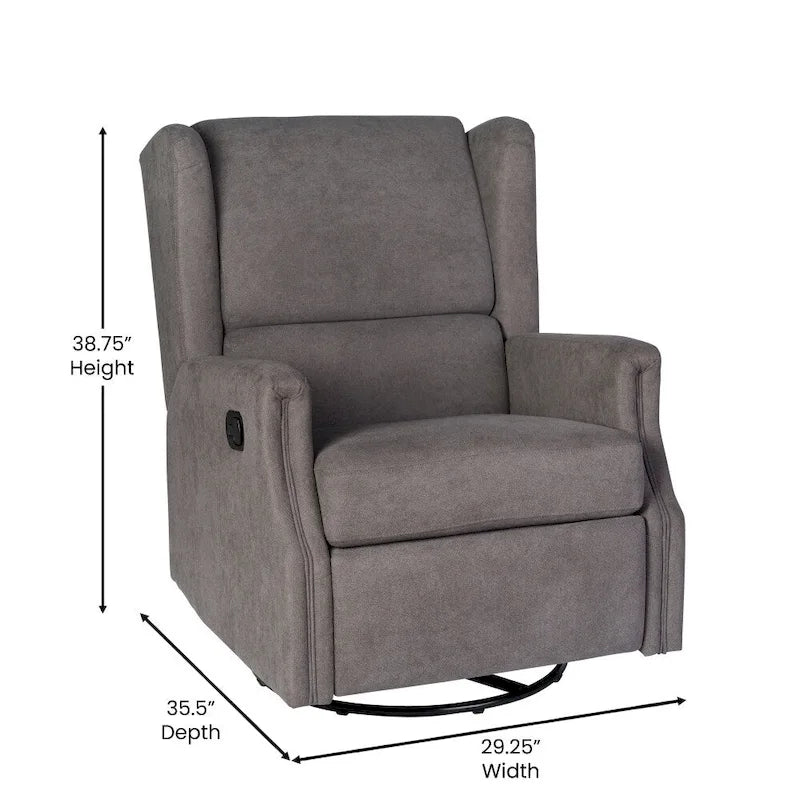 Poltrona reclinabile, a dondolo e girevole Wingback, color crema/grigio chiaro/grigio scuro, per 1 persona