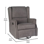 Poltrona reclinabile, a dondolo e girevole Wingback, color crema/grigio chiaro/grigio scuro, per 1 persona