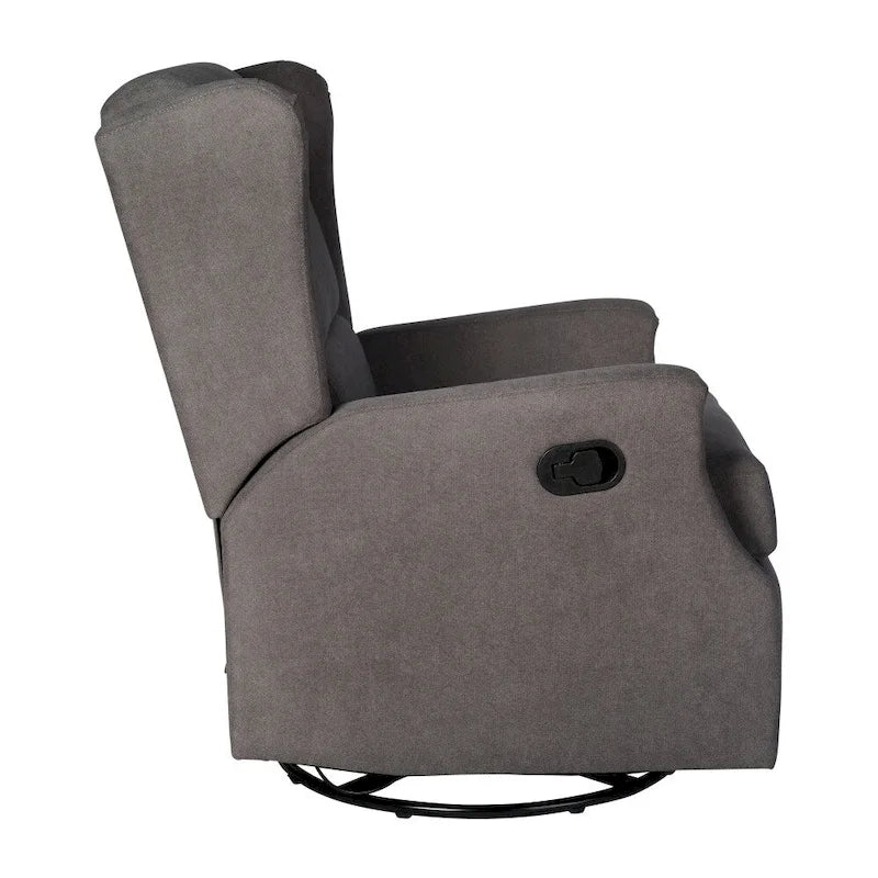 Poltrona reclinabile, a dondolo e girevole Wingback, color crema/grigio chiaro/grigio scuro, per 1 persona