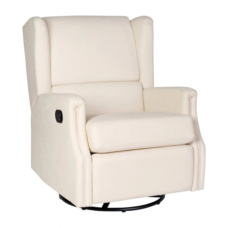 Poltrona reclinabile, a dondolo e girevole Wingback, color crema/grigio chiaro/grigio scuro, per 1 persona