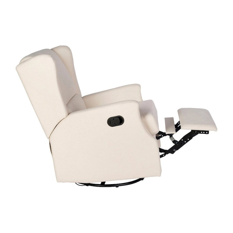 Poltrona reclinabile, a dondolo e girevole Wingback, color crema/grigio chiaro/grigio scuro, per 1 persona