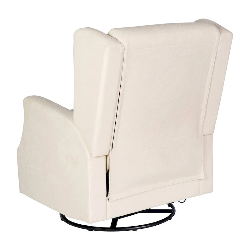 Poltrona reclinabile, a dondolo e girevole Wingback, color crema/grigio chiaro/grigio scuro, per 1 persona
