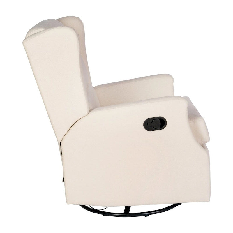 Poltrona reclinabile, a dondolo e girevole Wingback, color crema/grigio chiaro/grigio scuro, per 1 persona