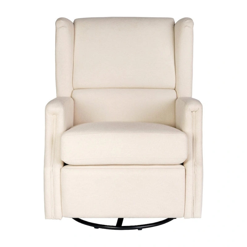 Poltrona reclinabile, a dondolo e girevole Wingback, color crema/grigio chiaro/grigio scuro, per 1 persona