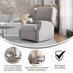 Poltrona reclinabile, a dondolo e girevole Wingback, color crema/grigio chiaro/grigio scuro, per 1 persona