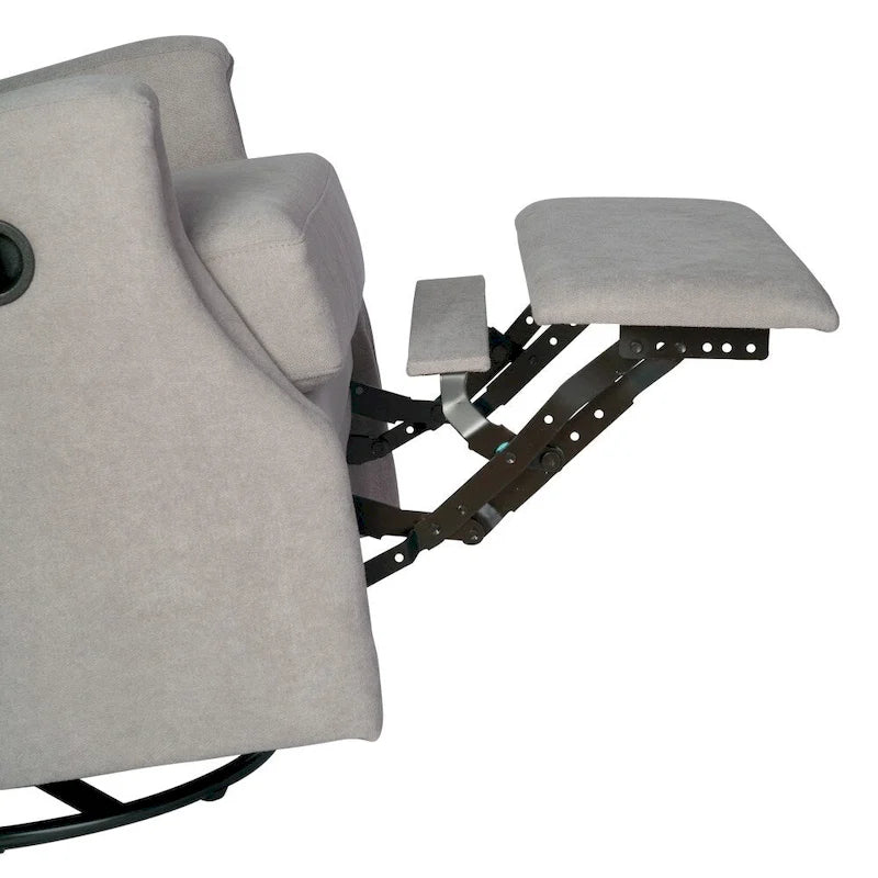 Poltrona reclinabile, a dondolo e girevole Wingback, color crema/grigio chiaro/grigio scuro, per 1 persona