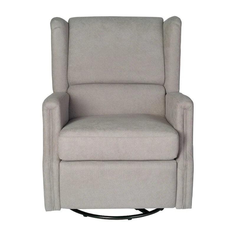 Poltrona reclinabile, a dondolo e girevole Wingback, color crema/grigio chiaro/grigio scuro, per 1 persona