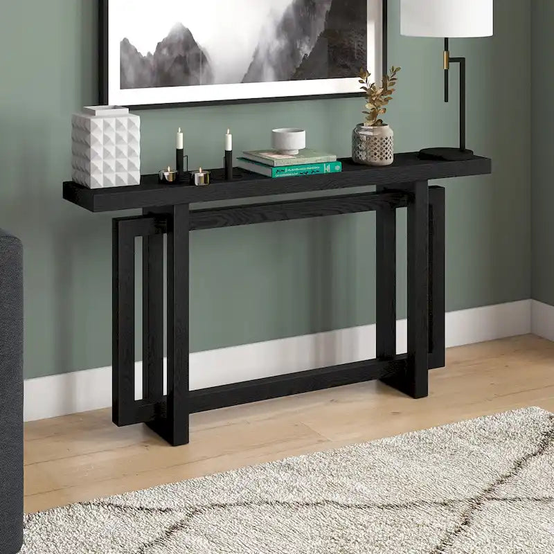 Consolle moderna in rovere bianco, nero o grigio anticato, larghezza 140 cm