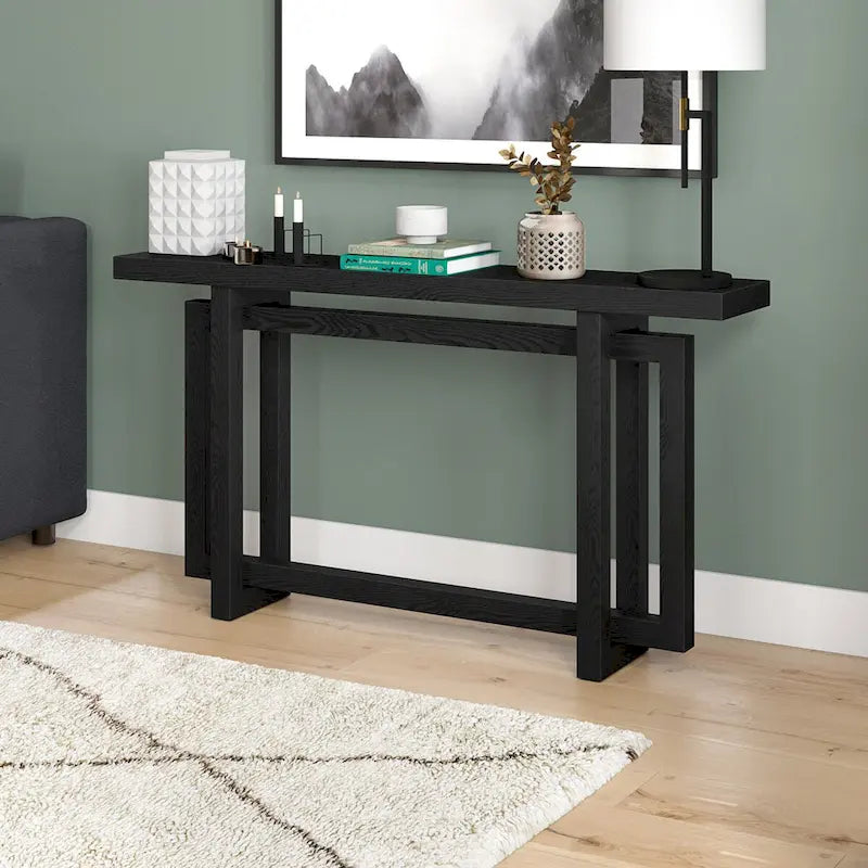Consolle moderna in rovere bianco, nero o grigio anticato, larghezza 140 cm