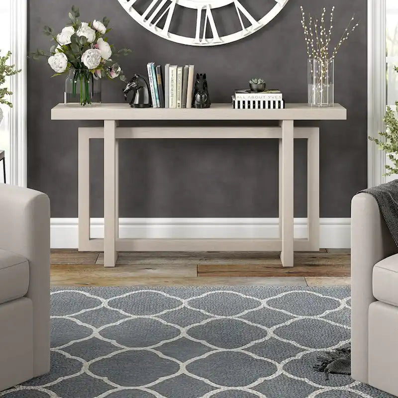 Consolle moderna in rovere bianco, nero o grigio anticato, larghezza 140 cm