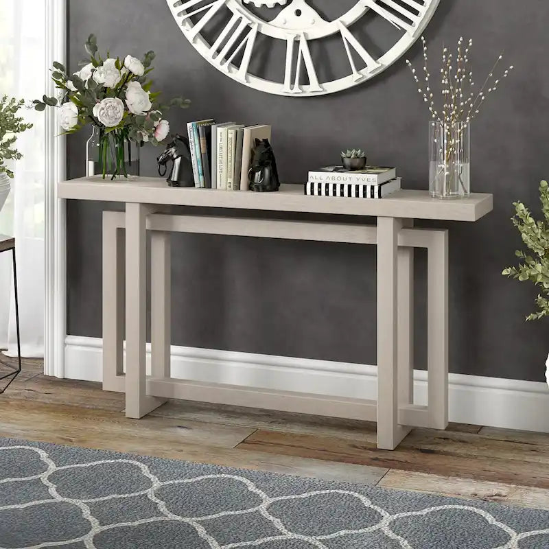 Consolle moderna in rovere bianco, nero o grigio anticato, larghezza 140 cm