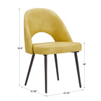 Sedia da pranzo imbottita con schienale a mezzaluna, set da 2 — Tessuto / Ecopelle