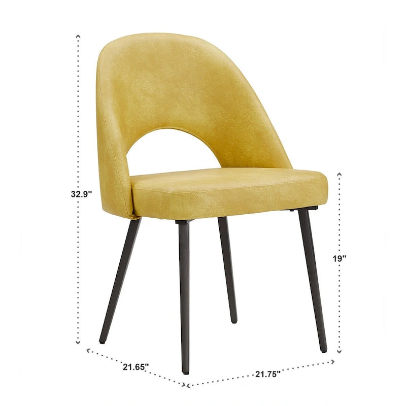 Sedia da pranzo imbottita con schienale a mezzaluna, set da 2 — Tessuto / Ecopelle