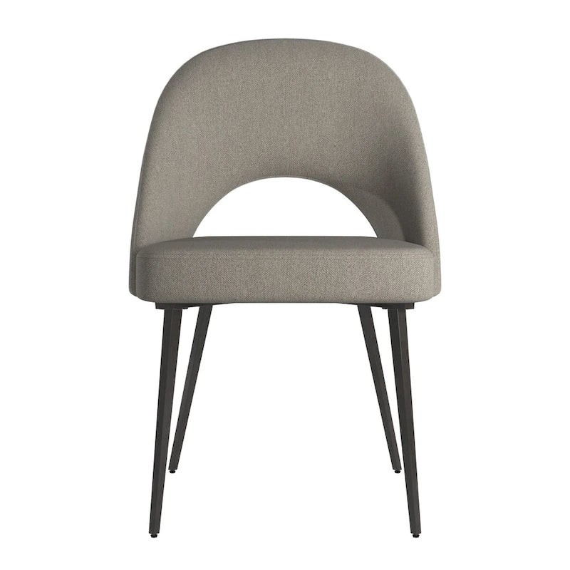 Sedia da pranzo imbottita con schienale a mezzaluna, set da 2 — Tessuto / Ecopelle
