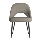 Sedia da pranzo imbottita con schienale a mezzaluna, set da 2 — Tessuto / Ecopelle
