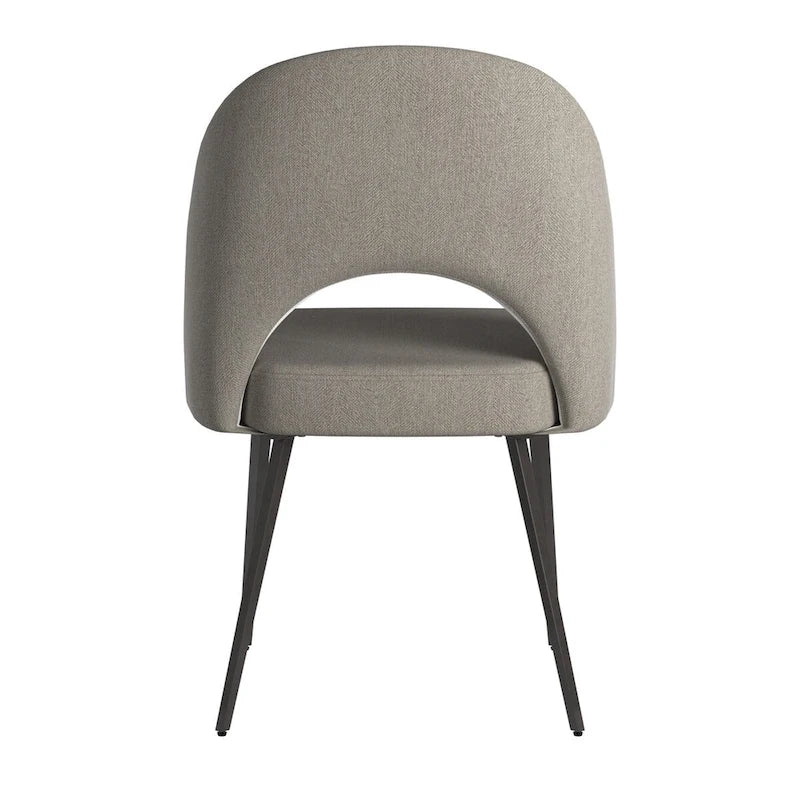 Sedia da pranzo imbottita con schienale a mezzaluna, set da 2 — Tessuto / Ecopelle