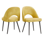 Sedia da pranzo imbottita con schienale a mezzaluna, set da 2 — Tessuto / Ecopelle