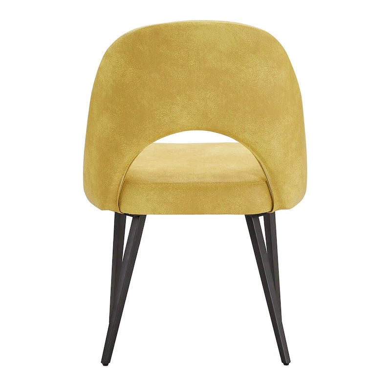 Sedia da pranzo imbottita con schienale a mezzaluna, set da 2 — Tessuto / Ecopelle