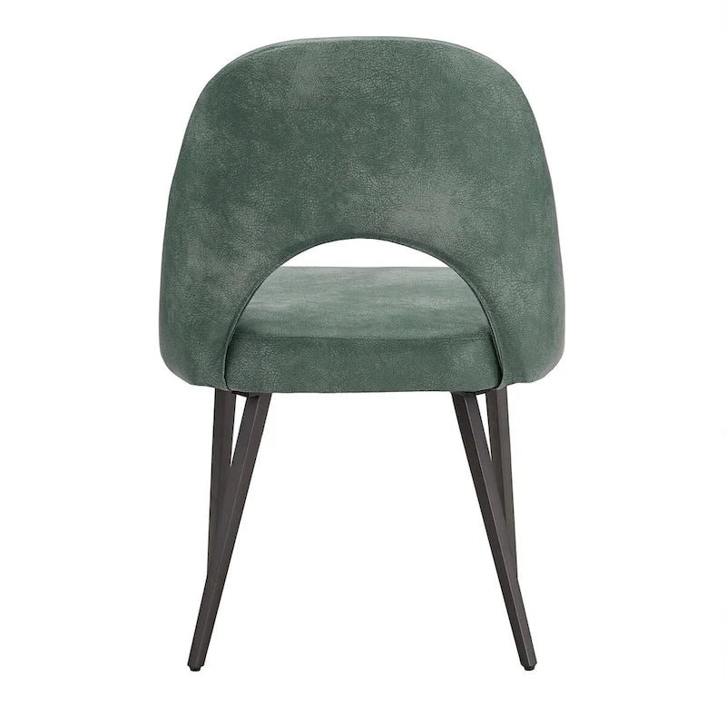 Sedia da pranzo imbottita con schienale a mezzaluna, set da 2 — Tessuto / Ecopelle