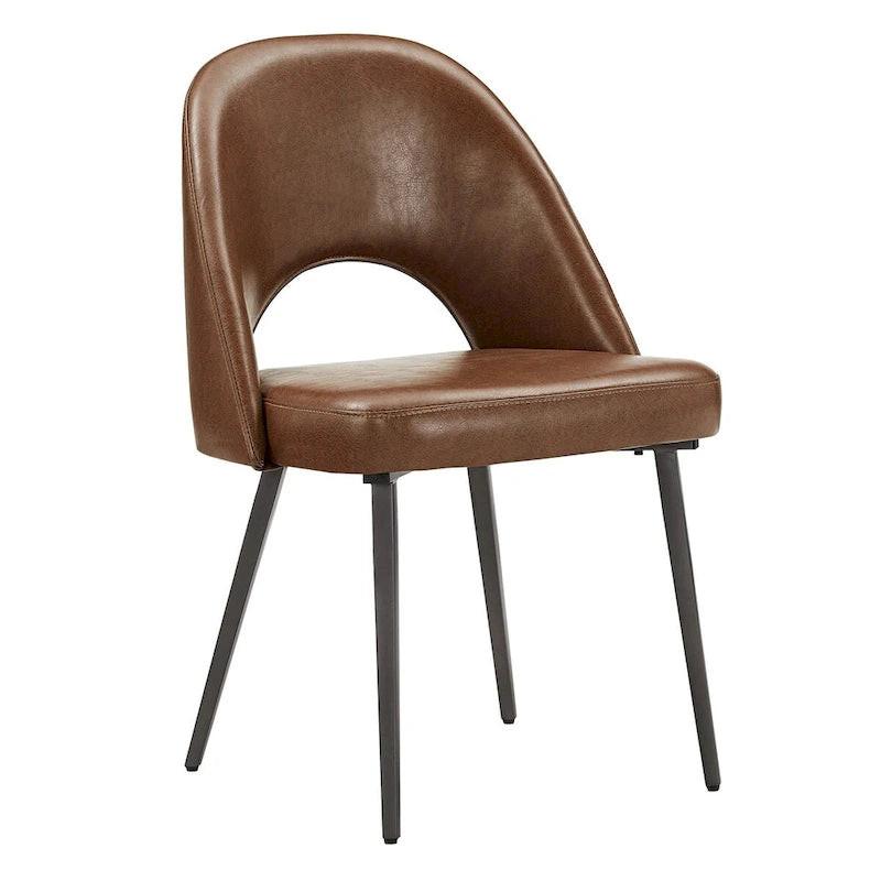 Sedia da pranzo imbottita con schienale a mezzaluna, set da 2 — Tessuto / Ecopelle