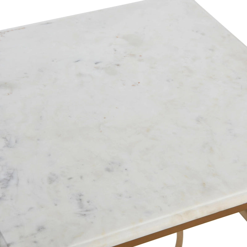 Tavolino quadrato con ripiano in marmo oro e bianco / nero e bianco per 1