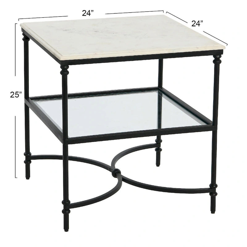 Tavolino quadrato con ripiano in marmo oro e bianco / nero e bianco per 1
