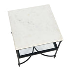 Tavolino quadrato con ripiano in marmo oro e bianco / nero e bianco per 1
