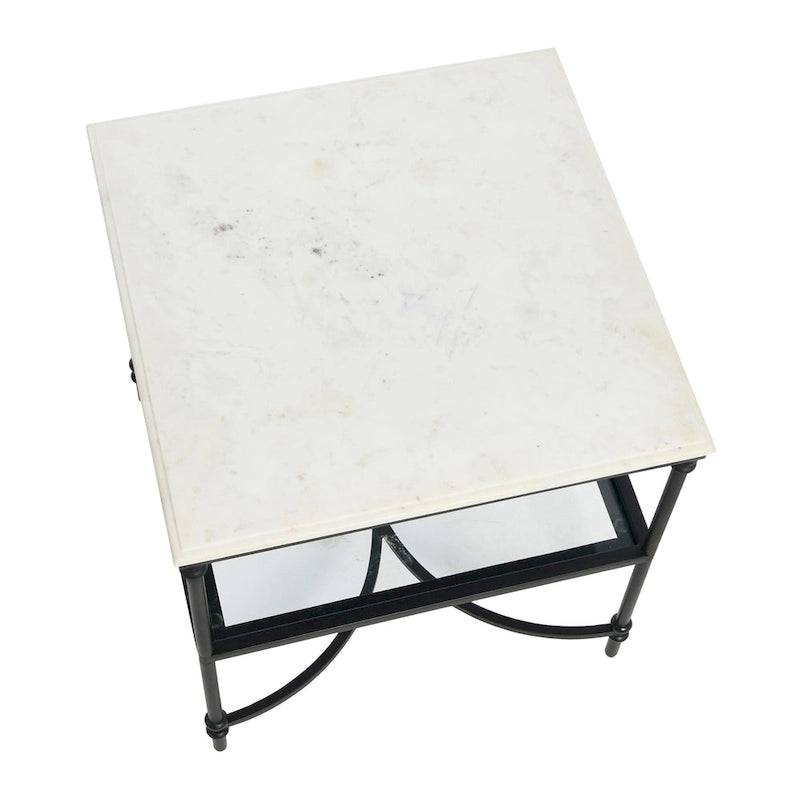 Tavolino quadrato con ripiano in marmo oro e bianco / nero e bianco per 1
