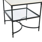 Tavolino quadrato con ripiano in marmo oro e bianco / nero e bianco per 1