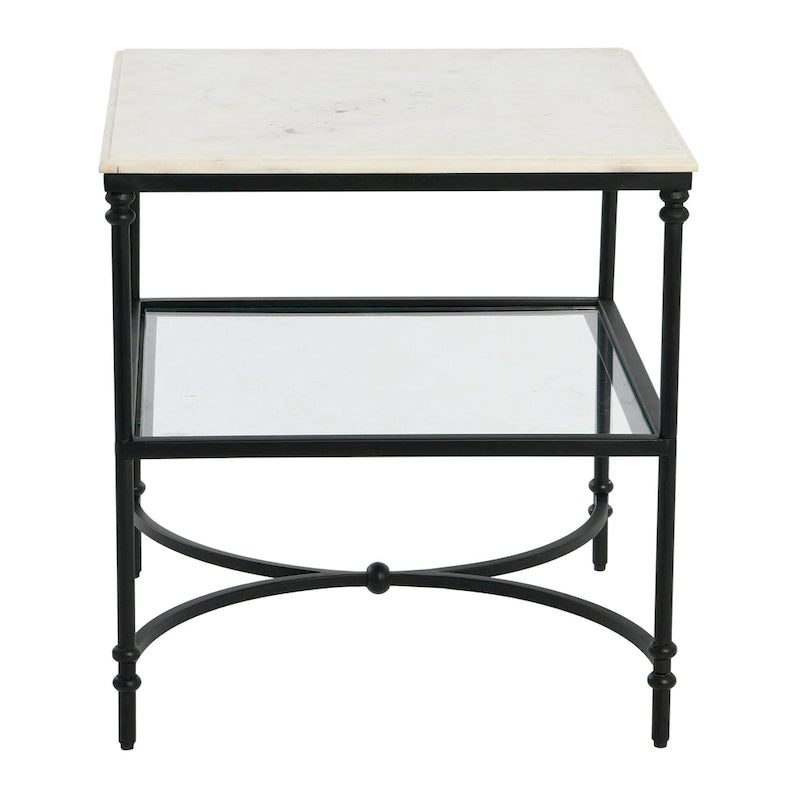 Tavolino quadrato con ripiano in marmo oro e bianco / nero e bianco per 1