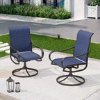 Captiva Designs Set da 9 Pezzi con Tavolo da Pranzo Quadrato in Metallo con Piano a Doghe e Sedie Girevoli Sling da Esterno