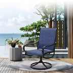 Captiva Designs Set da 9 Pezzi con Tavolo da Pranzo Quadrato in Metallo con Piano a Doghe e Sedie Girevoli Sling da Esterno