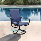 Captiva Designs Set da 9 Pezzi con Tavolo da Pranzo Quadrato in Metallo con Piano a Doghe e Sedie Girevoli Sling da Esterno