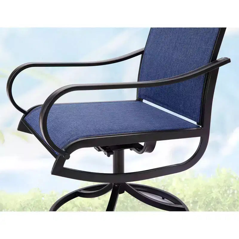 Captiva Designs Set da 9 Pezzi con Tavolo da Pranzo Quadrato in Metallo con Piano a Doghe e Sedie Girevoli Sling da Esterno