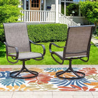 Captiva Designs Set da 9 Pezzi con Tavolo da Pranzo Quadrato in Metallo con Piano a Doghe e Sedie Girevoli Sling da Esterno