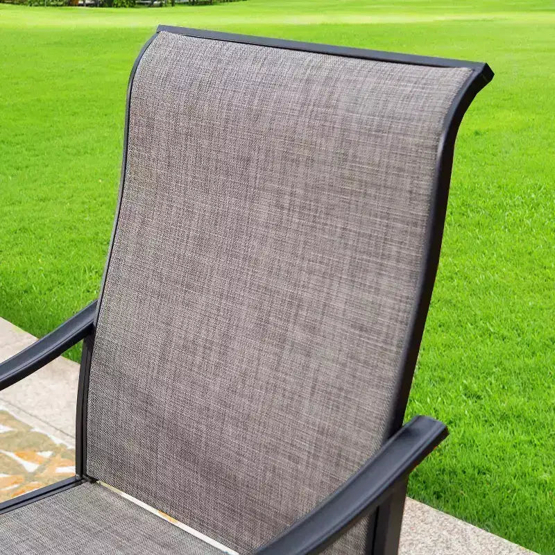 Captiva Designs Set da 9 Pezzi con Tavolo da Pranzo Quadrato in Metallo con Piano a Doghe e Sedie Girevoli Sling da Esterno