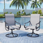 Captiva Designs Set da 9 Pezzi con Tavolo da Pranzo Quadrato in Metallo con Piano a Doghe e Sedie Girevoli Sling da Esterno