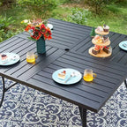 Captiva Designs Set da 9 Pezzi con Tavolo da Pranzo Quadrato in Metallo con Piano a Doghe e Sedie Girevoli Sling da Esterno