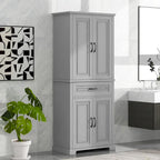 Armadietto alto con ante e cassetto, grigio / nero / bianco, 1 unità