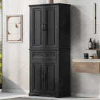 Armadietto alto con ante e cassetto, grigio / nero / bianco, 1 unità