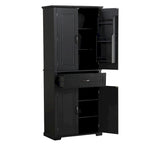 Armadietto alto con ante e cassetto, grigio / nero / bianco, 1 unità