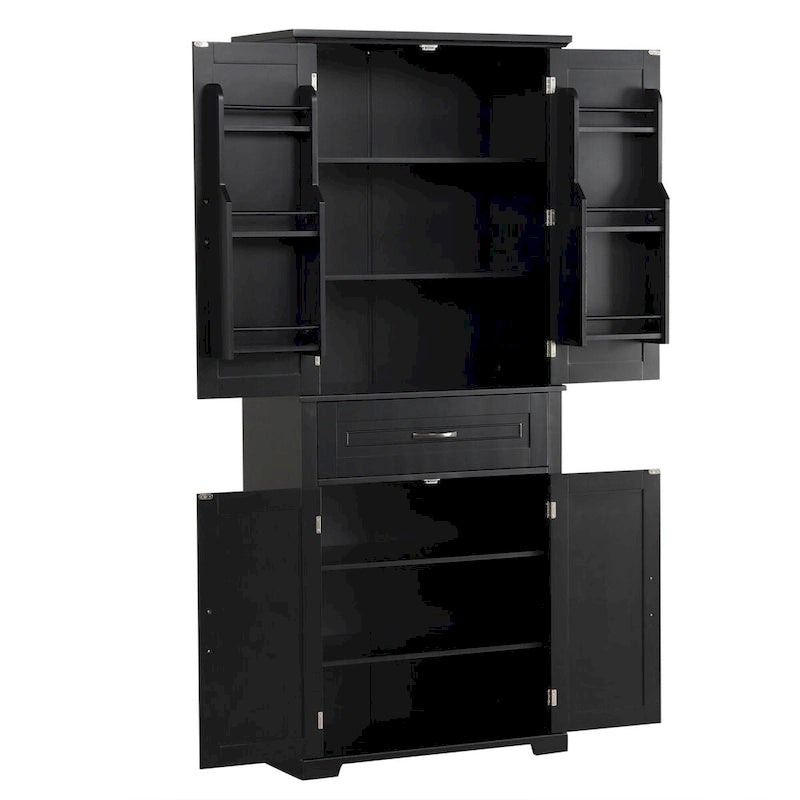 Armadietto alto con ante e cassetto, grigio / nero / bianco, 1 unità
