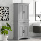 Armadietto alto con ante e cassetto, grigio / nero / bianco, 1 unità