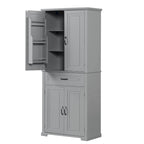 Armadietto alto con ante e cassetto, grigio / nero / bianco, 1 unità