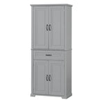 Armadietto alto con ante e cassetto, grigio / nero / bianco, 1 unità