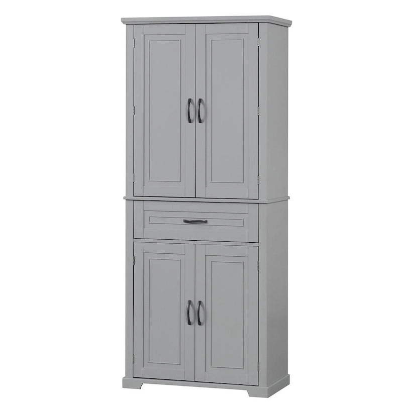 Armadietto alto con ante e cassetto, grigio / nero / bianco, 1 unità