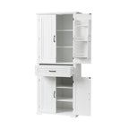 Armadietto alto con ante e cassetto, grigio / nero / bianco, 1 unità