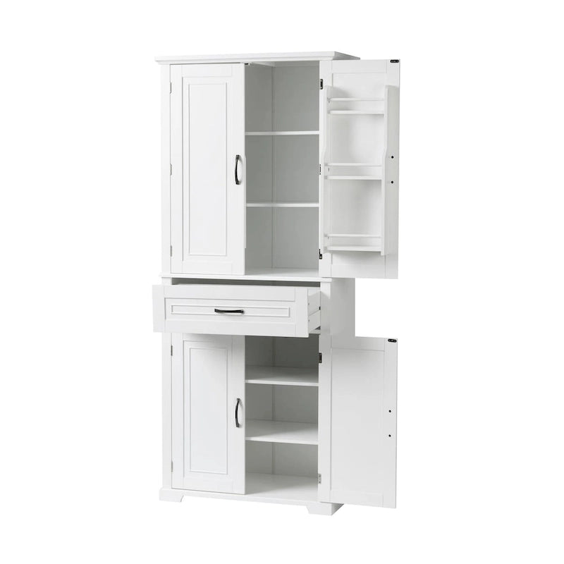 Armadietto alto con ante e cassetto, grigio / nero / bianco, 1 unità