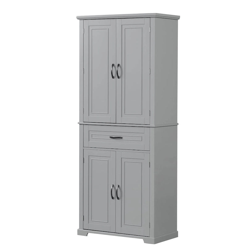 Armadietto alto con ante e cassetto, grigio / nero / bianco, 1 unità